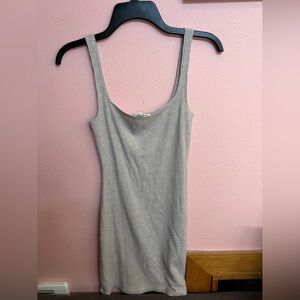 Gray Ribbed Knit Sleeveless Tank Bodycon Mini Dress Reformation Jeans XS